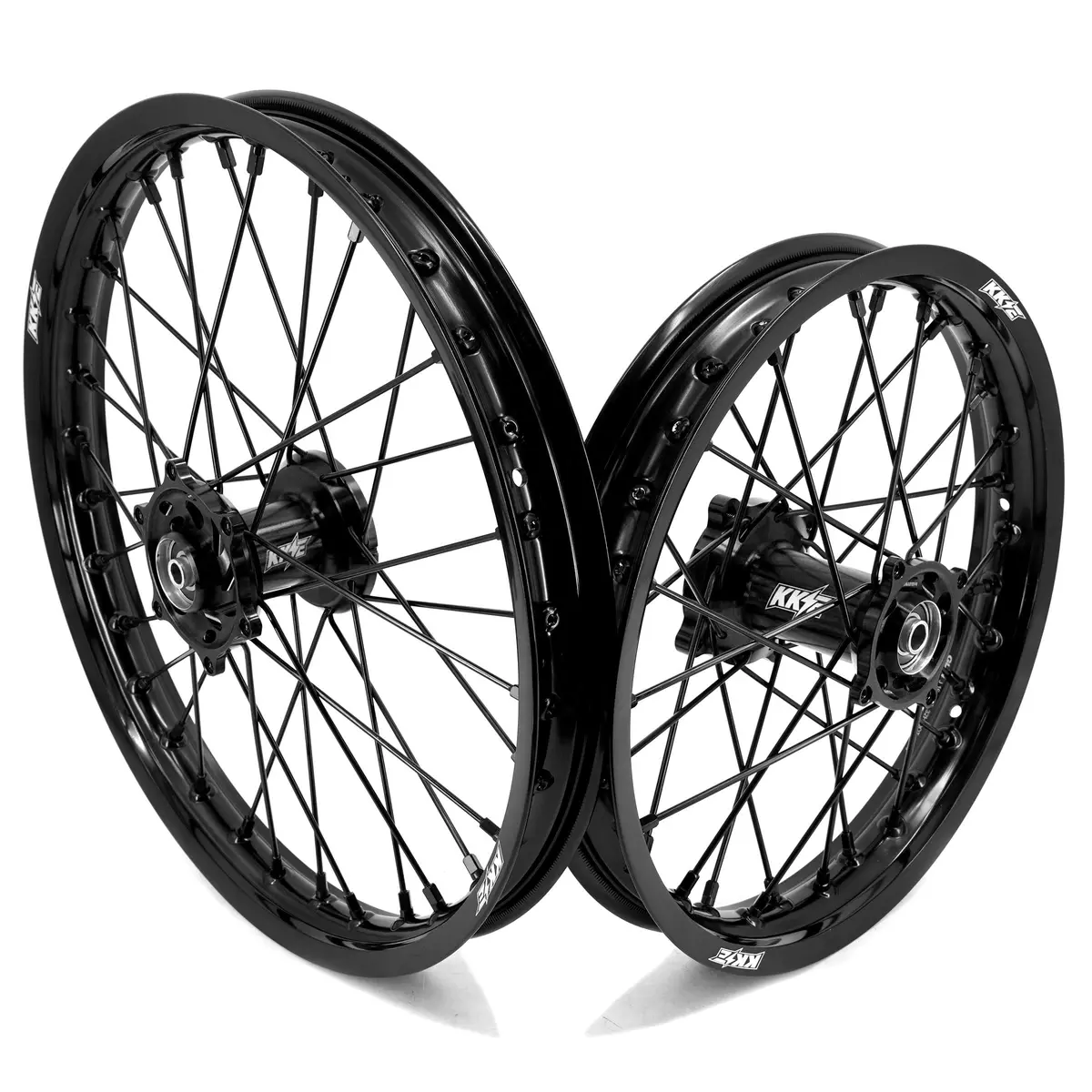 Kke 19 & 16 Spoked Kid's Wheels Rims Set For Kawasaki Kx80 Kx85 Kx100 All Black 2