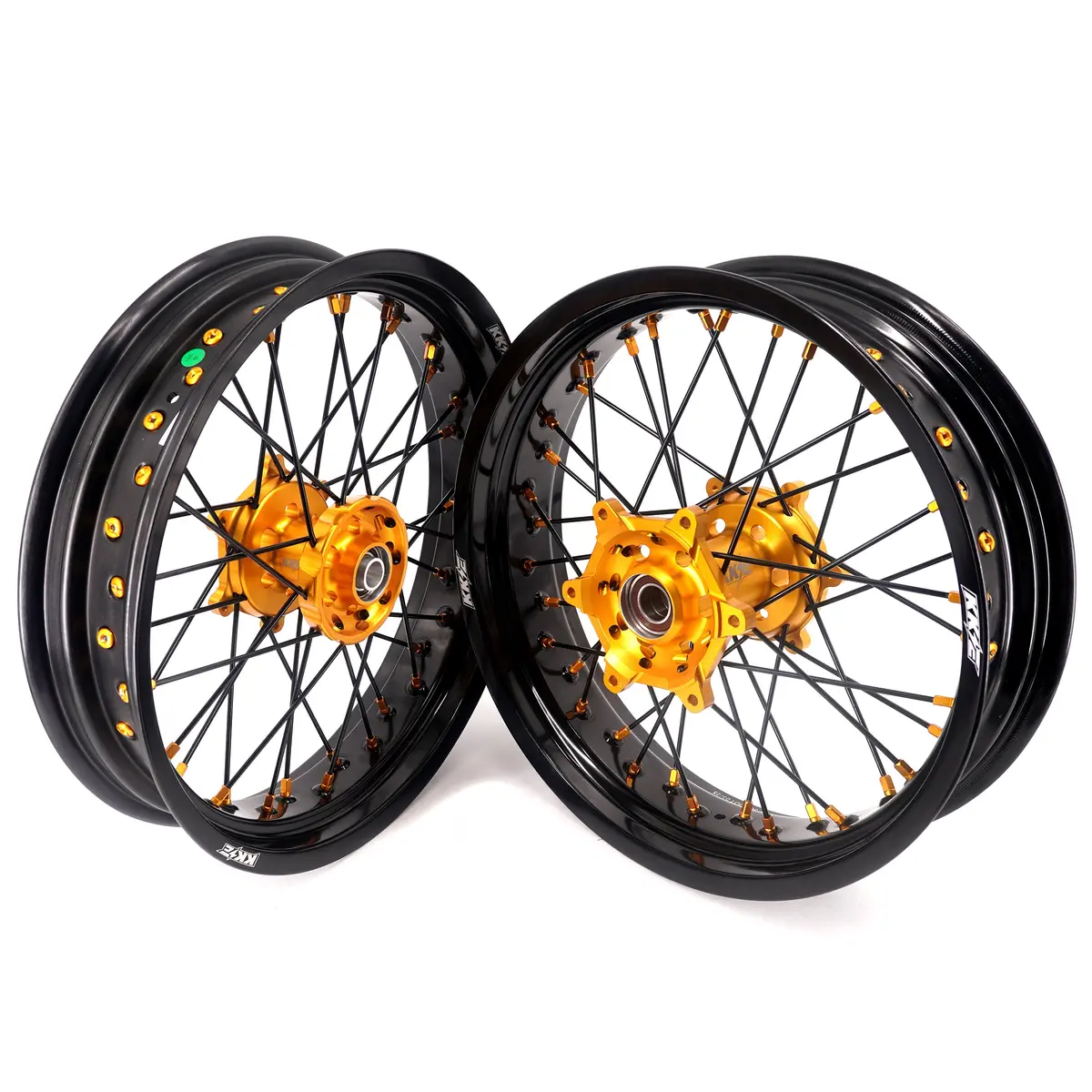 Kke 3.5/4.25 Supermoto Race Wheels For Suzuki Rm125 1996-2007 Rm250 1996-2008 Gold Nipples 2