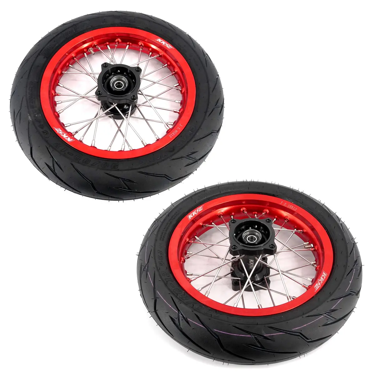 Kke 1.85*12’‘ & 2.15*12’‘ E-Bike Mini Wheels Kit With Tires Fit For Rawrr Mantis X 2024-2025 Red Rims 1