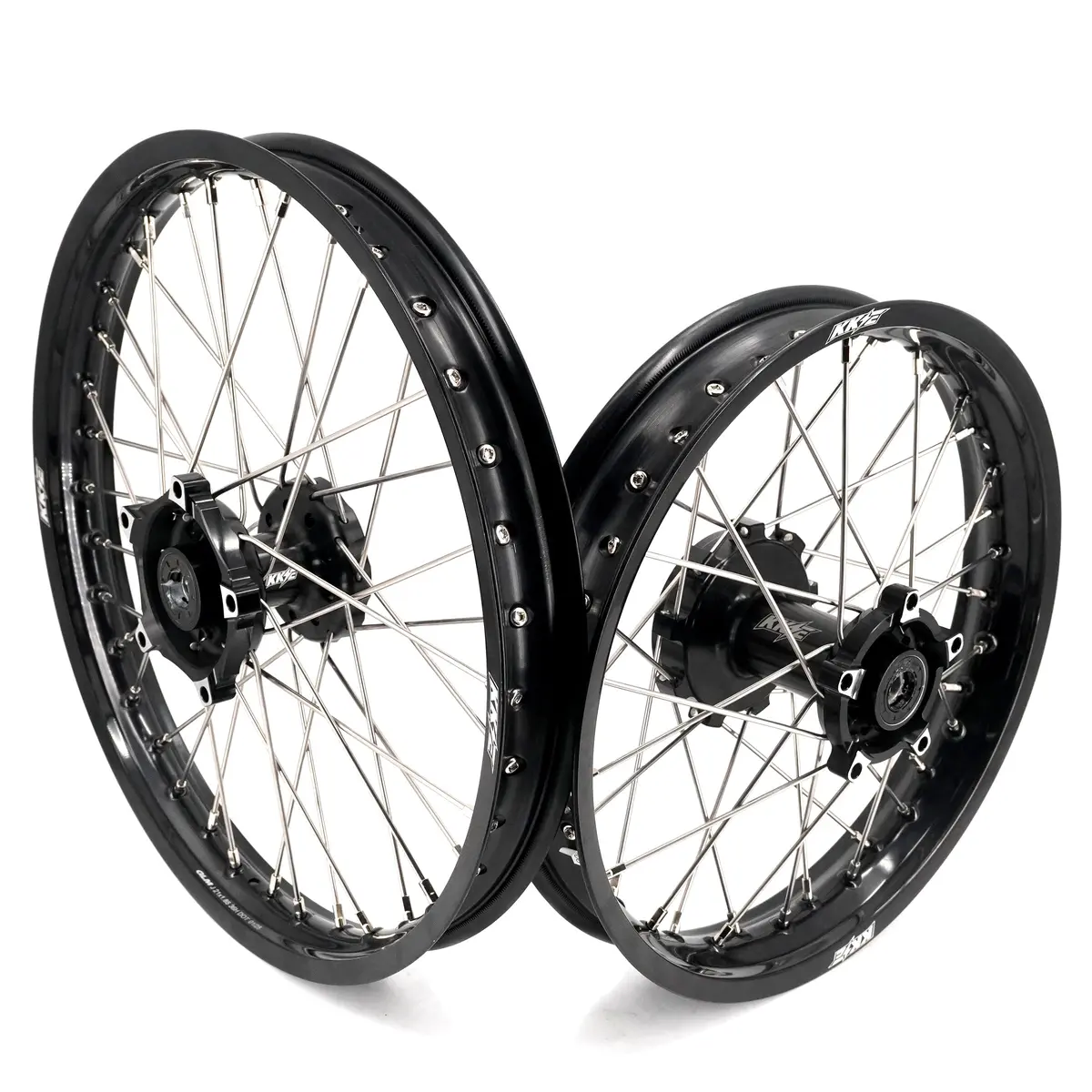 Kke 1.85*21 & 2.5*18 Fit Cf Moto 450Mt Motorcycle Tubed Spoke Wheels Rims Black 1