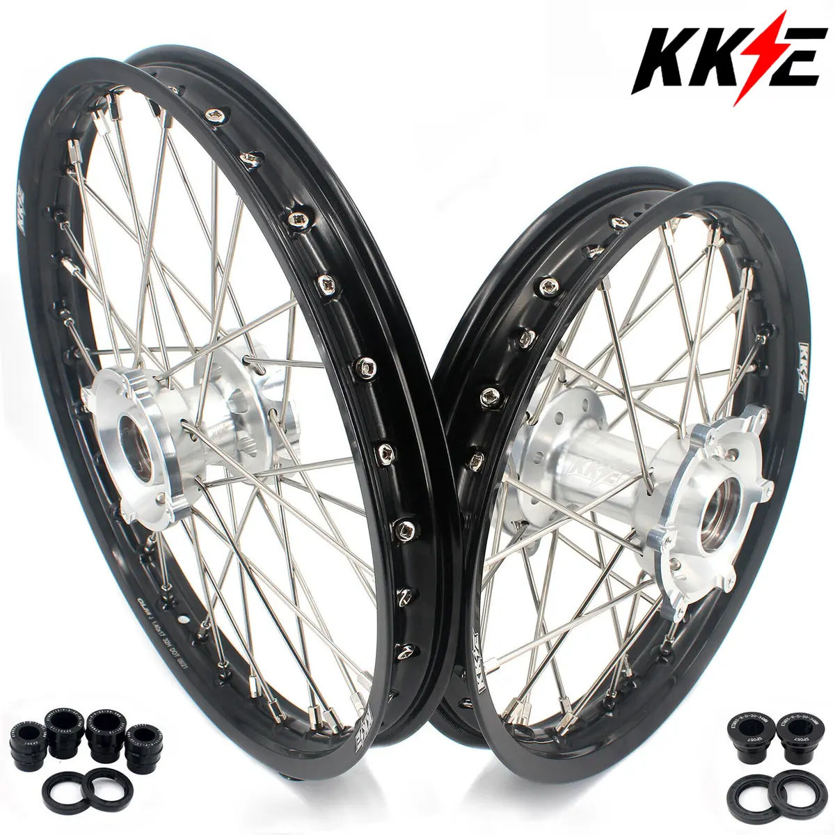 Kke 17"*1.4/14"*1.6 Kids Small Spoked Wheels Glm Rims For Ktm Sx85 2021-2024 Silver Hub 1