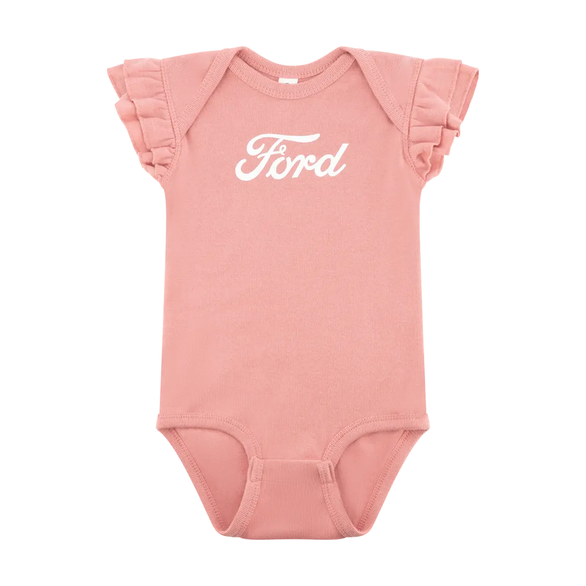 Ford Script Pink Flutter Sleeve Baby Onesie 1