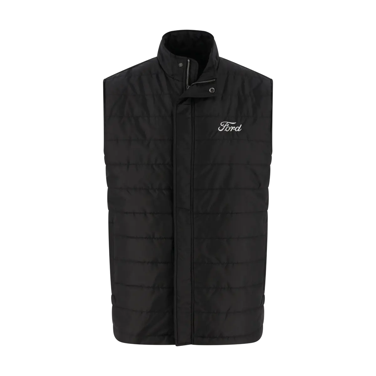 Ford Script Mens Black Zip Up Puffer Vest 1