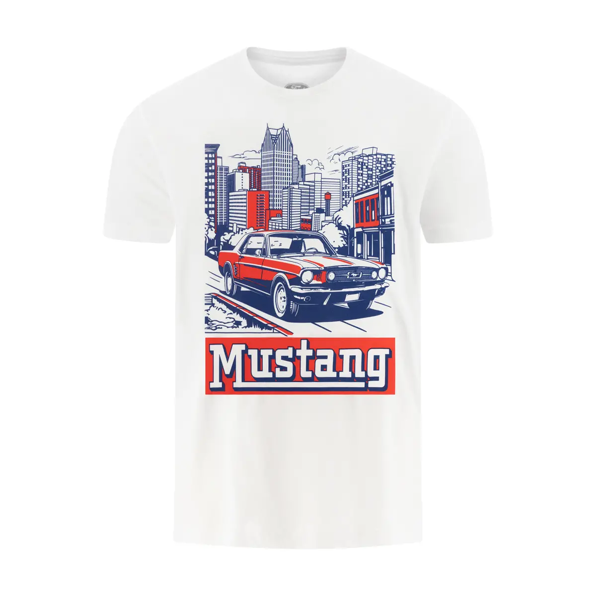 Ford Mustang Vintage Mens Detroit Skyline T-Shirt 1
