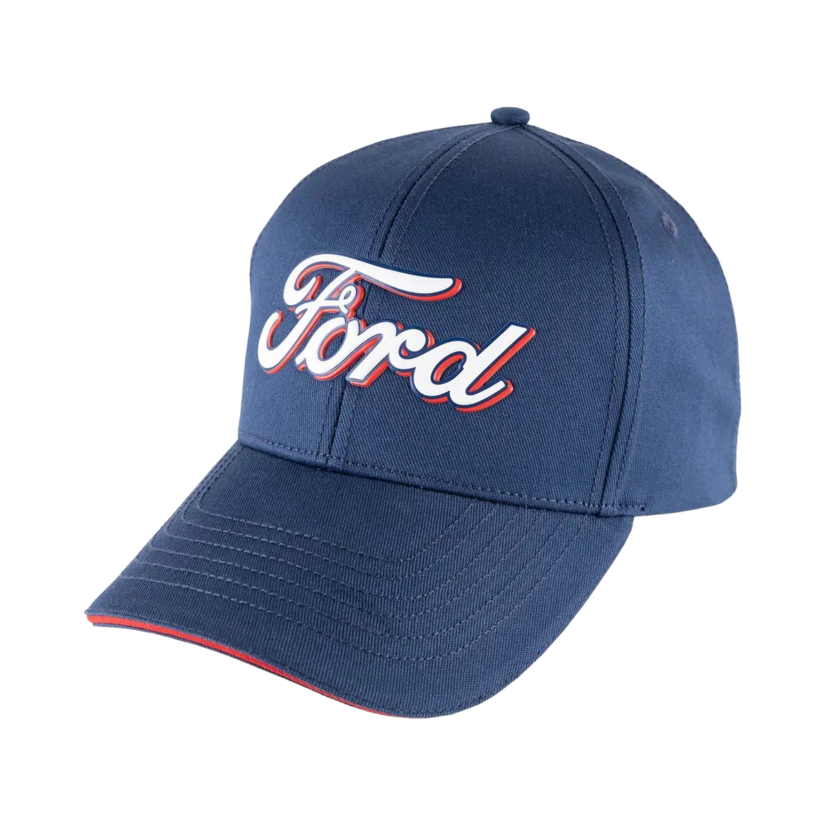 Ford Script Navy Blue & Red Outline Snapback Hat 1