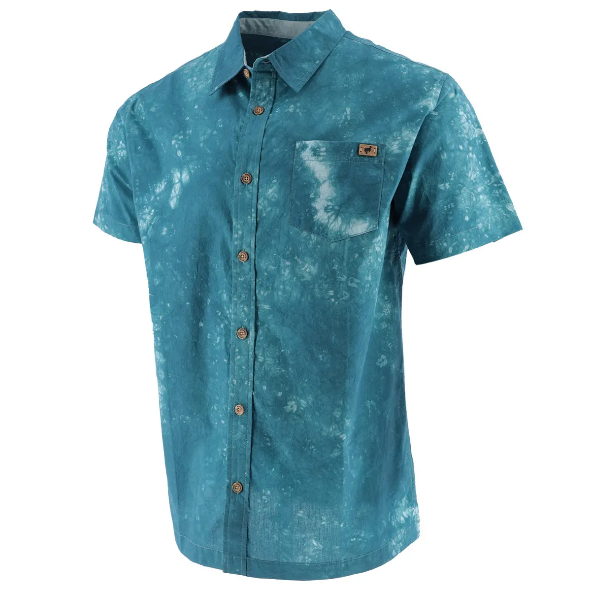 Ford Bronco Mens Teal Tie Dye Button Up Shirt 1