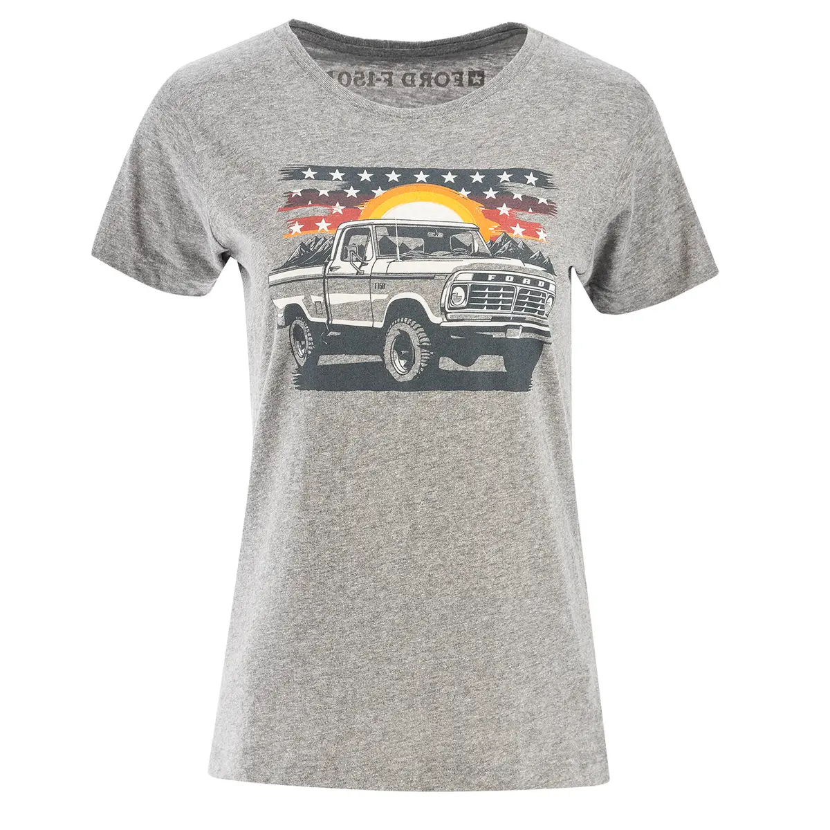 Ford F-150 Graphic Truck Sunset Patriotic Flag Womens T-Shirt 1