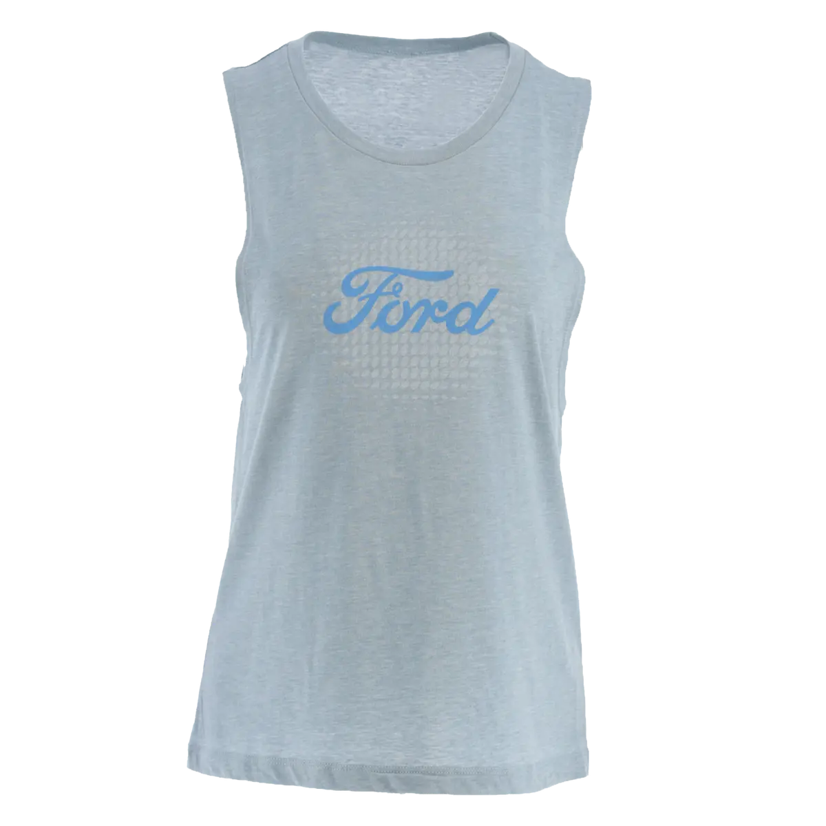 Ford Script Logo Light Blue Womens Razor Back T-Shirt 1
