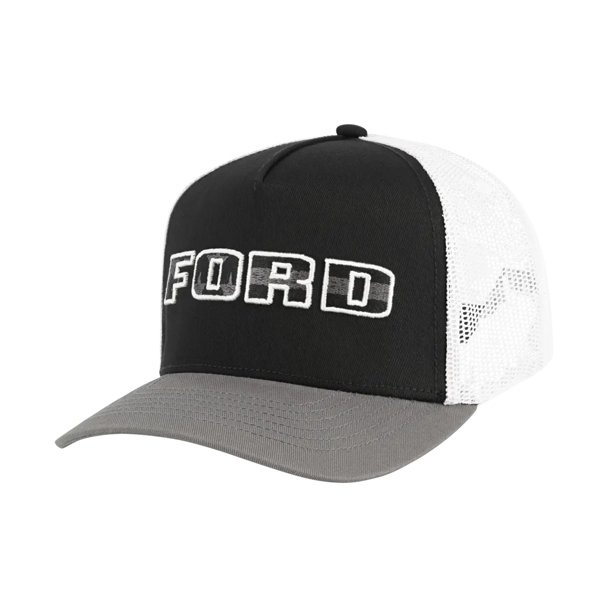 Ford Trucks Block Letter White Mesh Snapback Hat 1