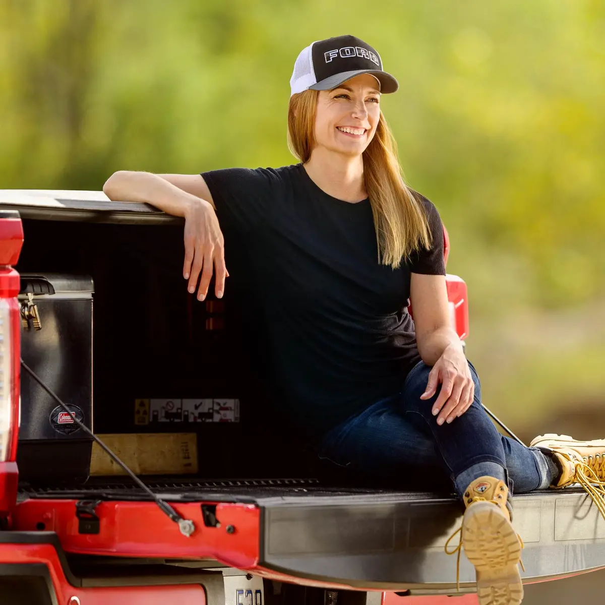 Ford Trucks Block Letter White Mesh Snapback Hat 2