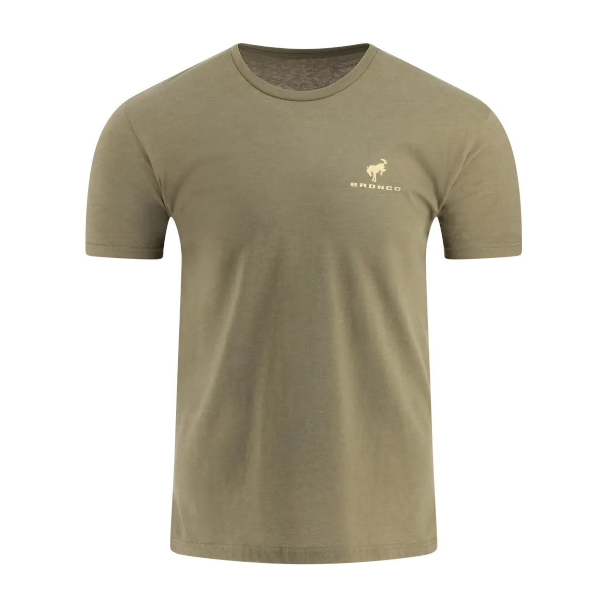Ford Bronco Mens Stacked Logo Army Green Short Sleeve T-Shirt 1
