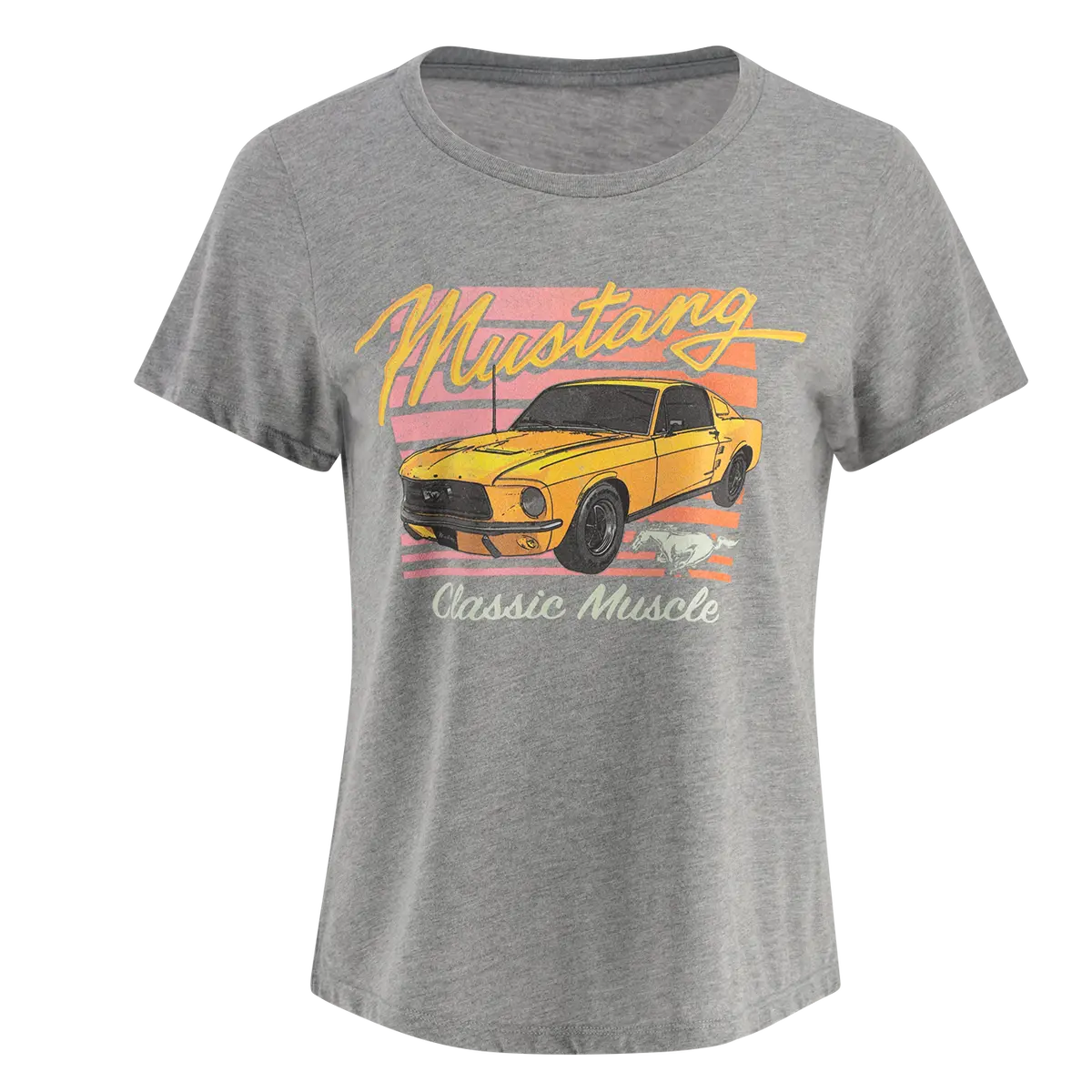 Ford Mustang Womens Classic Muscle Charcoal Gray T-Shirt 1
