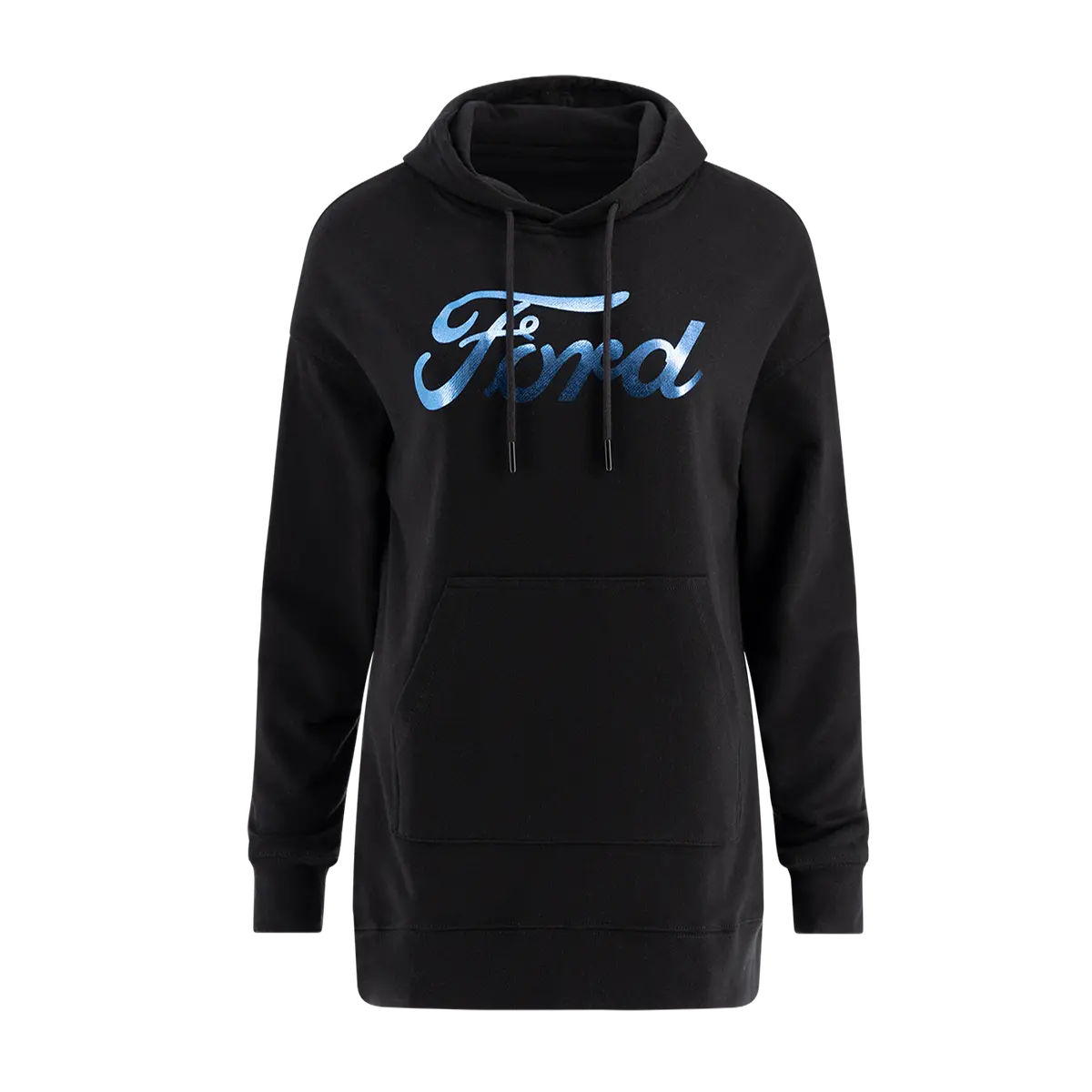 Ford Script Womens Blue Foil Graphic Oversized Hoodie 1