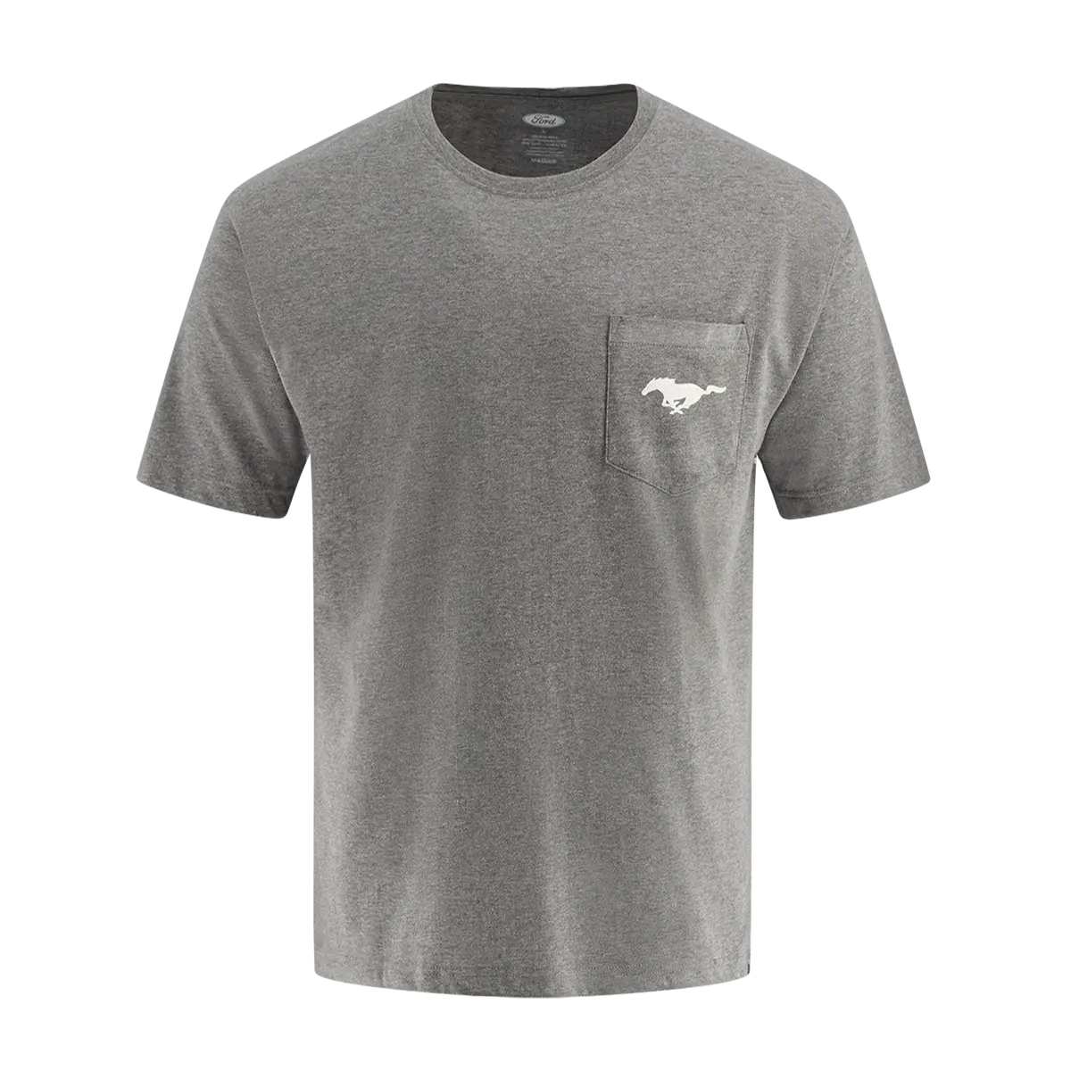 Ford Mustang Mens Tribar Logo Gray Pocket T-Shirt 1
