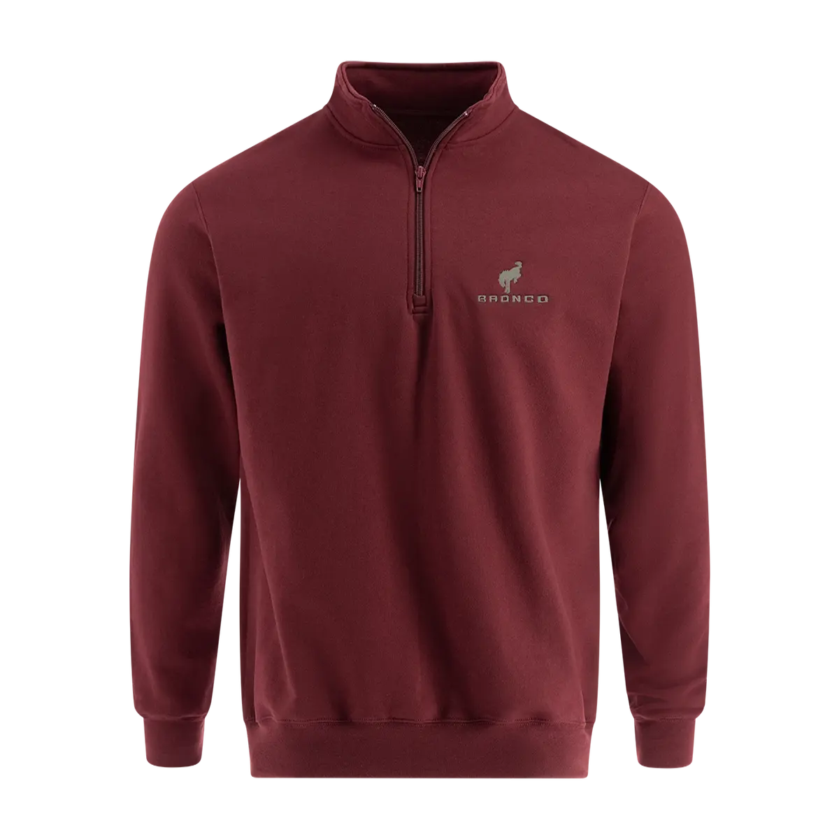Ford Bronco Mens Maroon Quarter Zip Sweatshirt 1