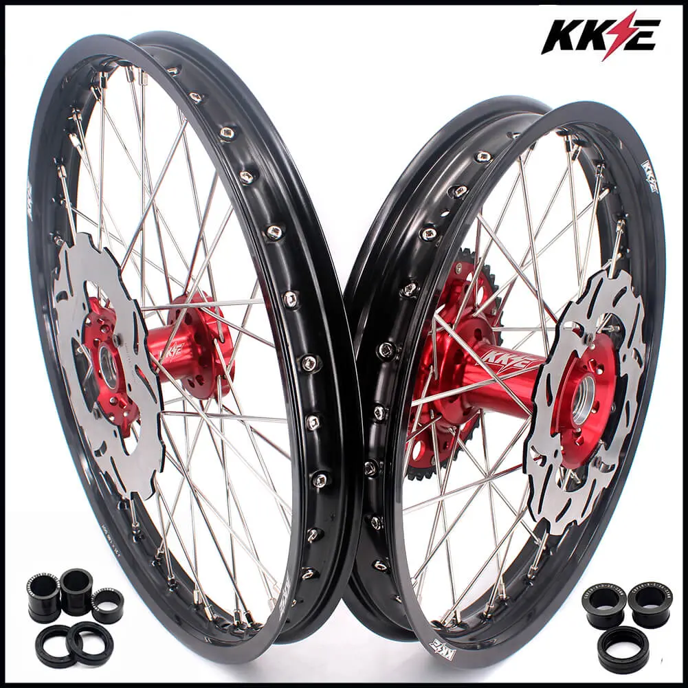 Kke 21&18 21&19 Wheels For Honda Cr125r 1998-2001 Cr250r 1997-2001 Red&Black 1