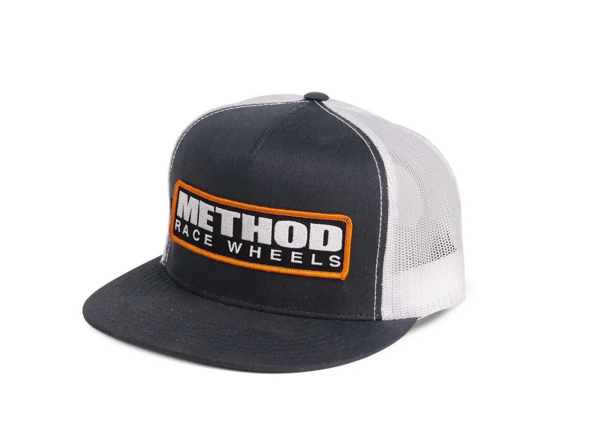 Method Logo Badge Flatbill Trucker Hat | Snapback | Black/White 1