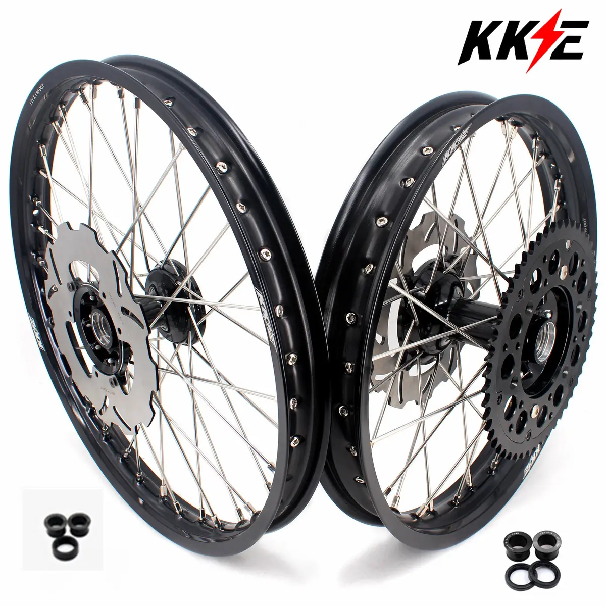 Kke 21 & 19 Casting Mx Rims For Honda Xr650r 2000-2008 240Mm/240Mm Disc Black&Black 1