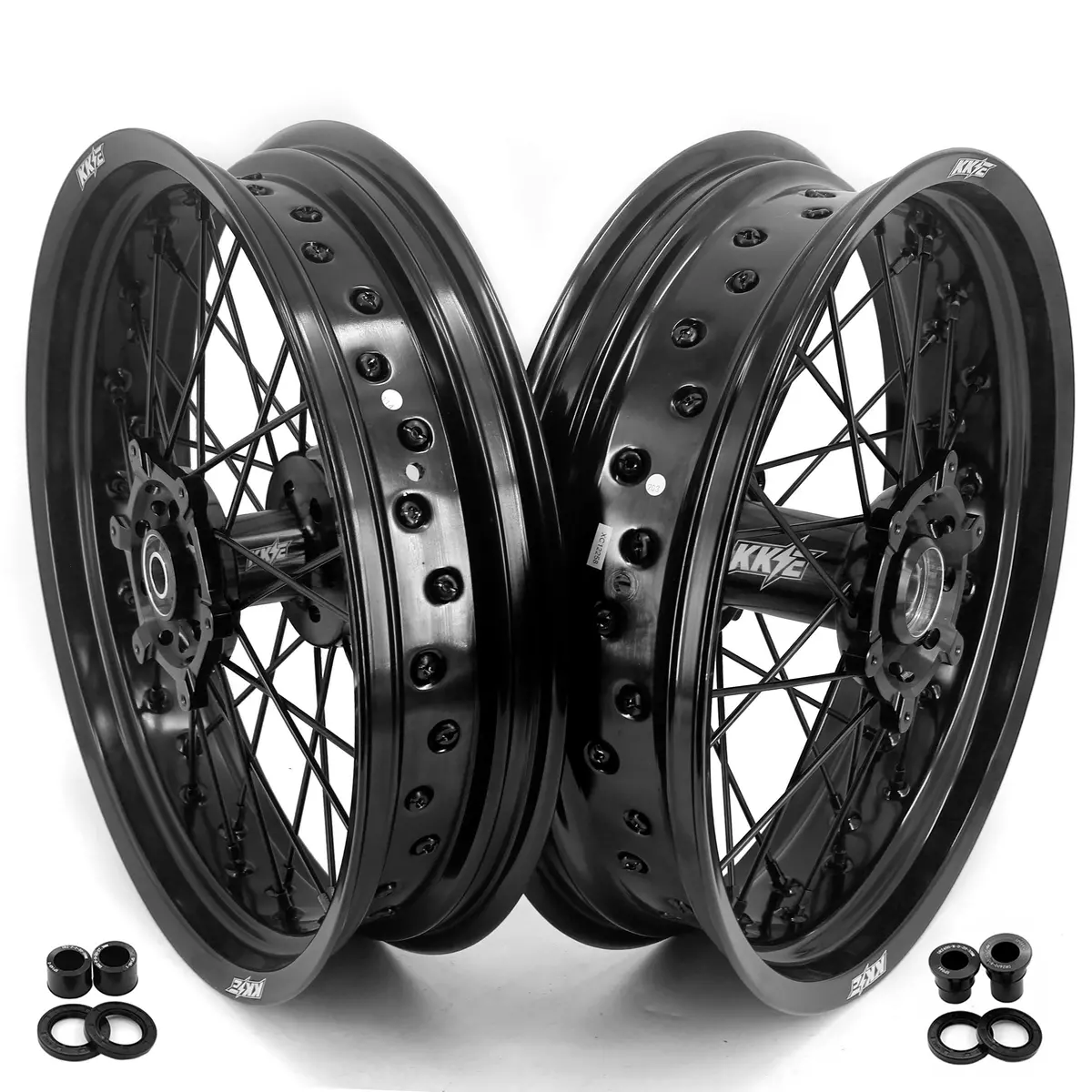 Kke 3.5/4.25 Supermoto Spked Wheels For Suzuki Drz400sm 2005-2024 All Black 1
