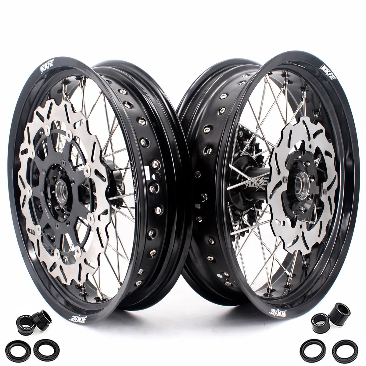 Kke 17 Inch Supermoto Wheels Rims For Honda Xr650l 1993-2024 Black Hub Discs 1