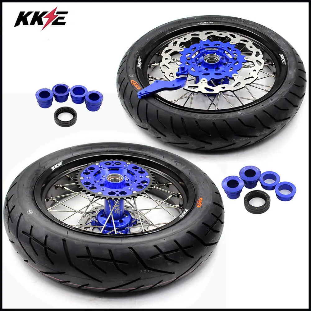 Kke 3.5 & 5.0 Supermoto Wheels For Ktm  Exc Exc-F Sx Sx-F 2003-2025 Blue 1