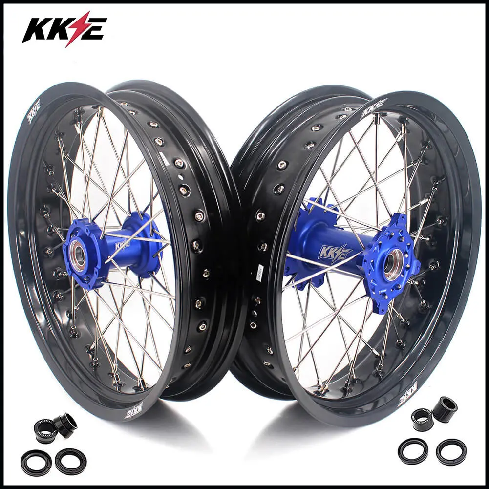 Kke 3.5*16.5 & 5.0*17 Supermoto Wheels For Tm En Mx Smr 125-300 Blue Hub 1