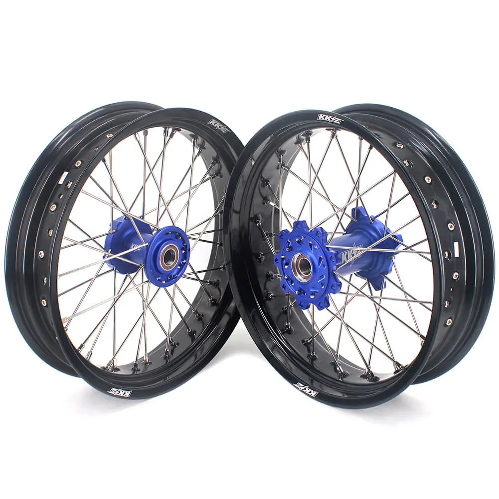 Kke 3.5 & 4.25 Supermoto Wheels For Tm En Mx Smr 125-300 Blue Hub 2