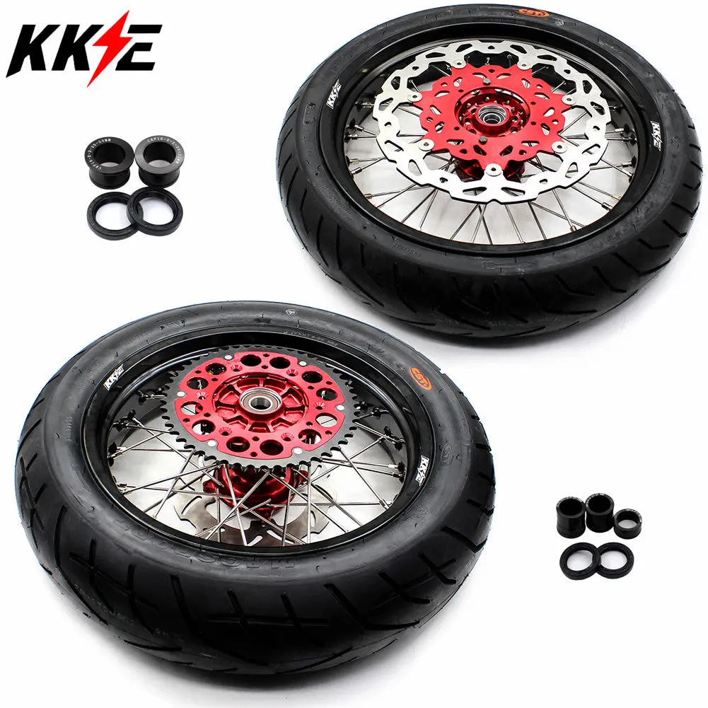 Kke 17Inch Cush Drive Supermoto Wheels Cst Tires For Honda Xr650r 2000-2008 Disc 1
