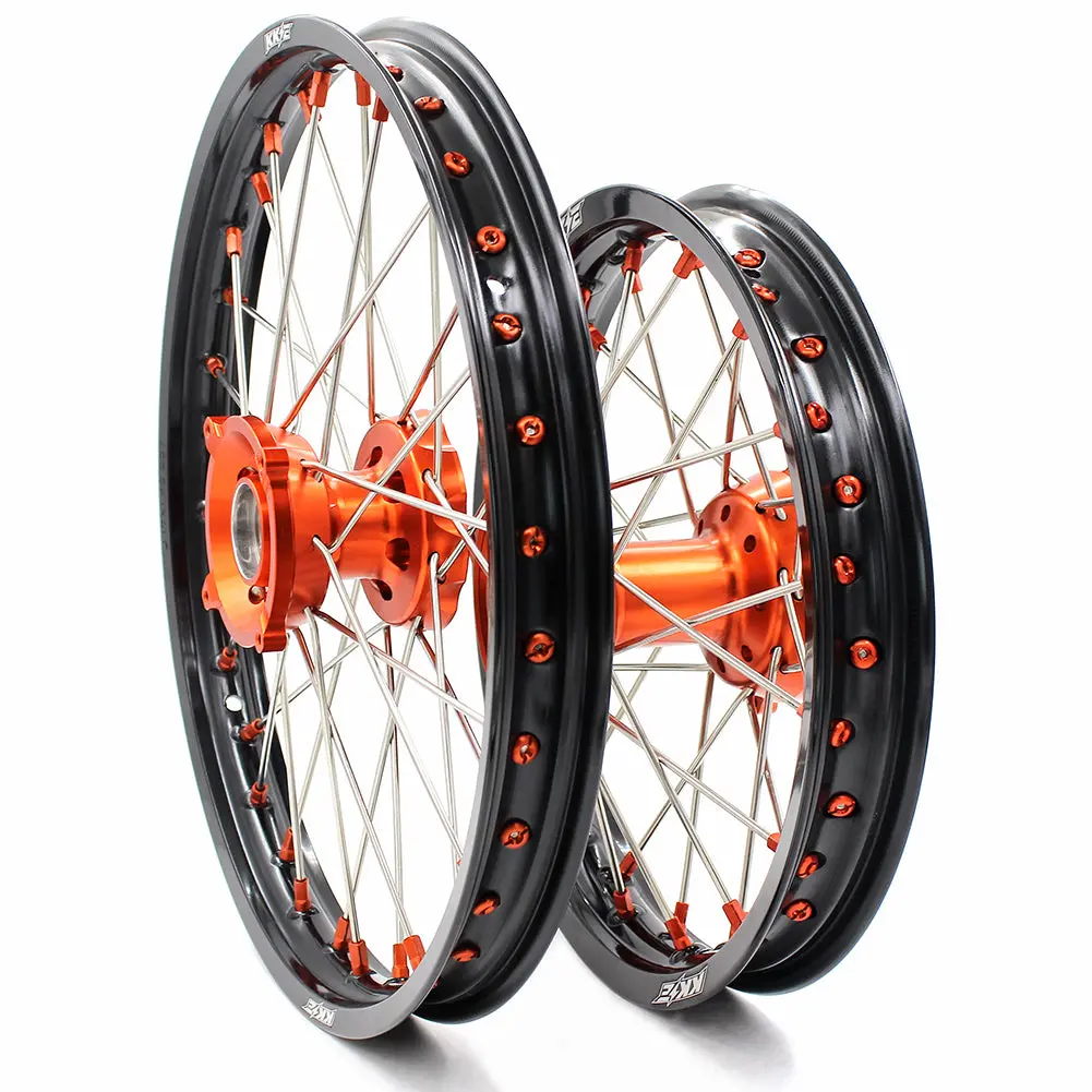 Kke 17"*1.4/14"*1.6 Small Kid's Wheels Rims Set For Ktm Sx 85 2021-2024 Orange Nipples 2