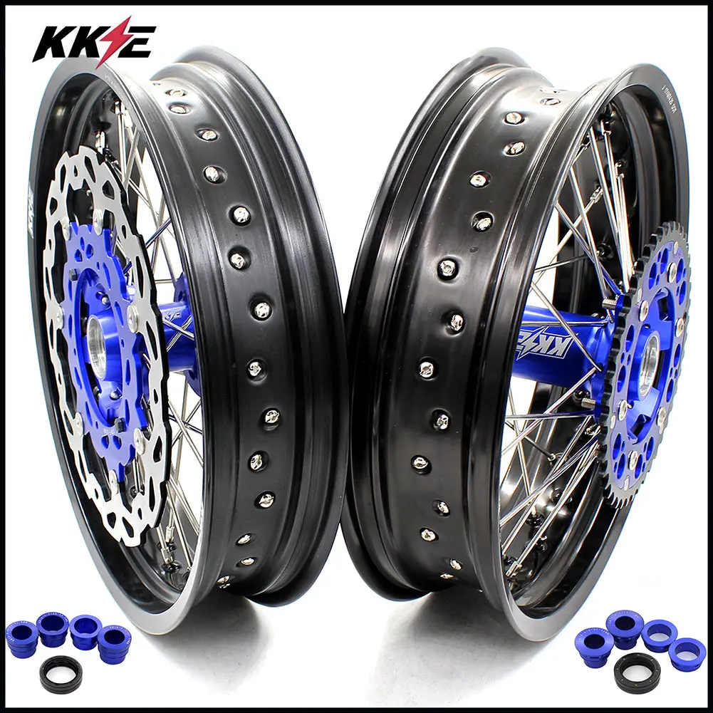 Kke 3.5 & 5.0 Supermoto Wheels For Sx Sx-F Exc Exc-F Exc-W Xc Xc-F Xcw 125-530 2003-2025 Blue 1