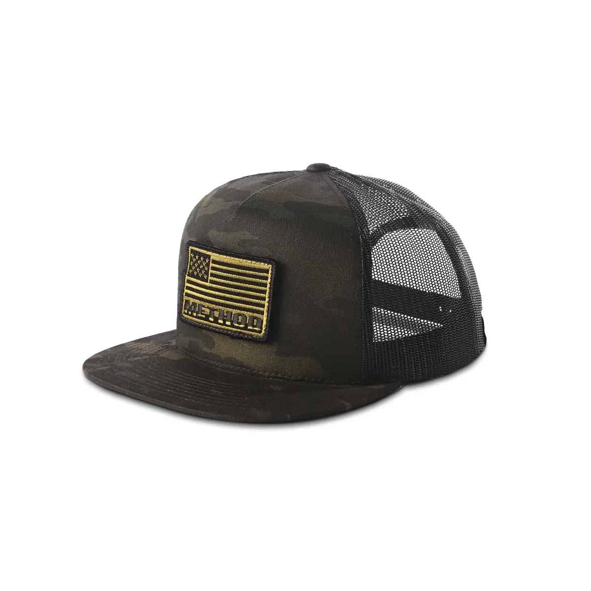 Method Flag Velcro Patch Flatbill Trucker | Snapback | Black Multicam 1