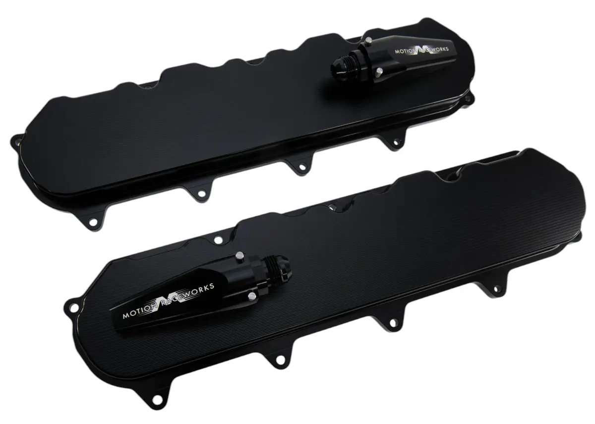 Gen V Lt Race Black Anodized Billet Valve Covers W/ Motion Quick Release Breathers 1