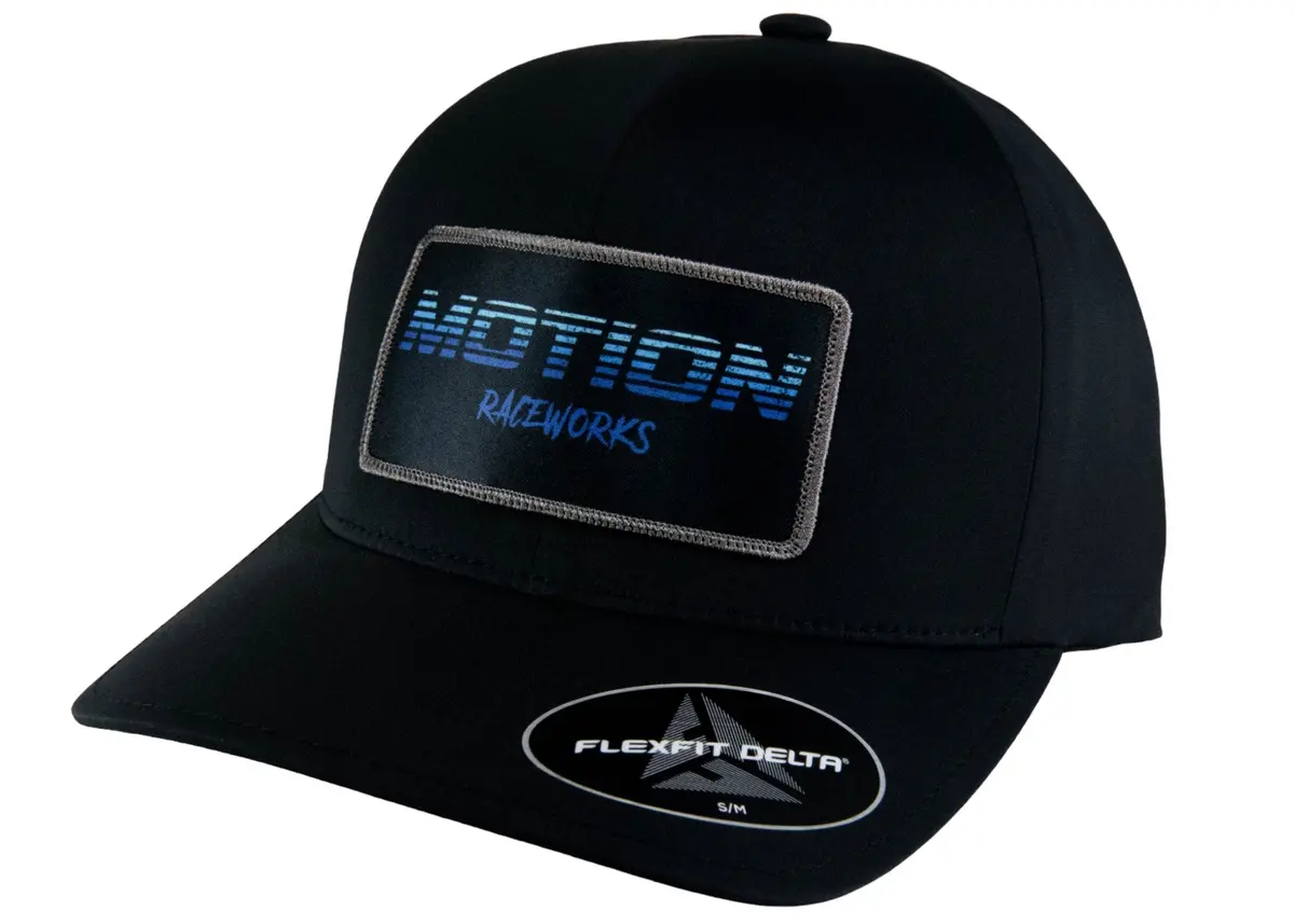 Black W/ Blue Fade Patch Delta Flex Fit Hat 1