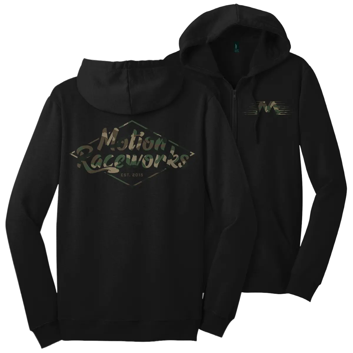 Motion Camo Print Zip Up Hoodie 1