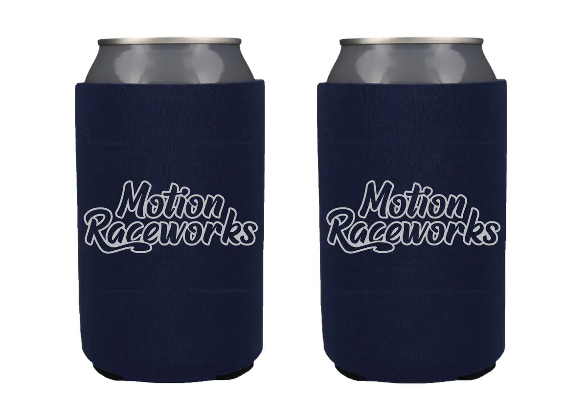 Navy Blue Motion Logo Retro Koozie 1