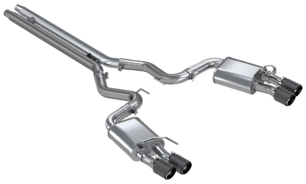 3" Cat Back, Dual Quad Split Rear Exit, Active Exhaust, T304 W/ Carbon Fiber Tips Ford Mustang Gt 5.0L 2018 - 2023 1