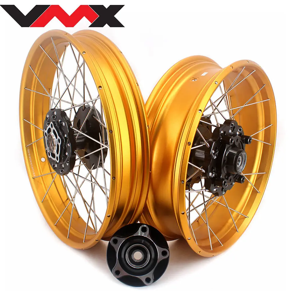 Vmx 2.5*19 & 4.25*17 Tubeless Wheels Set Fit For Honda Cb500x 2019-2021 Black Hub Gold Rim 1