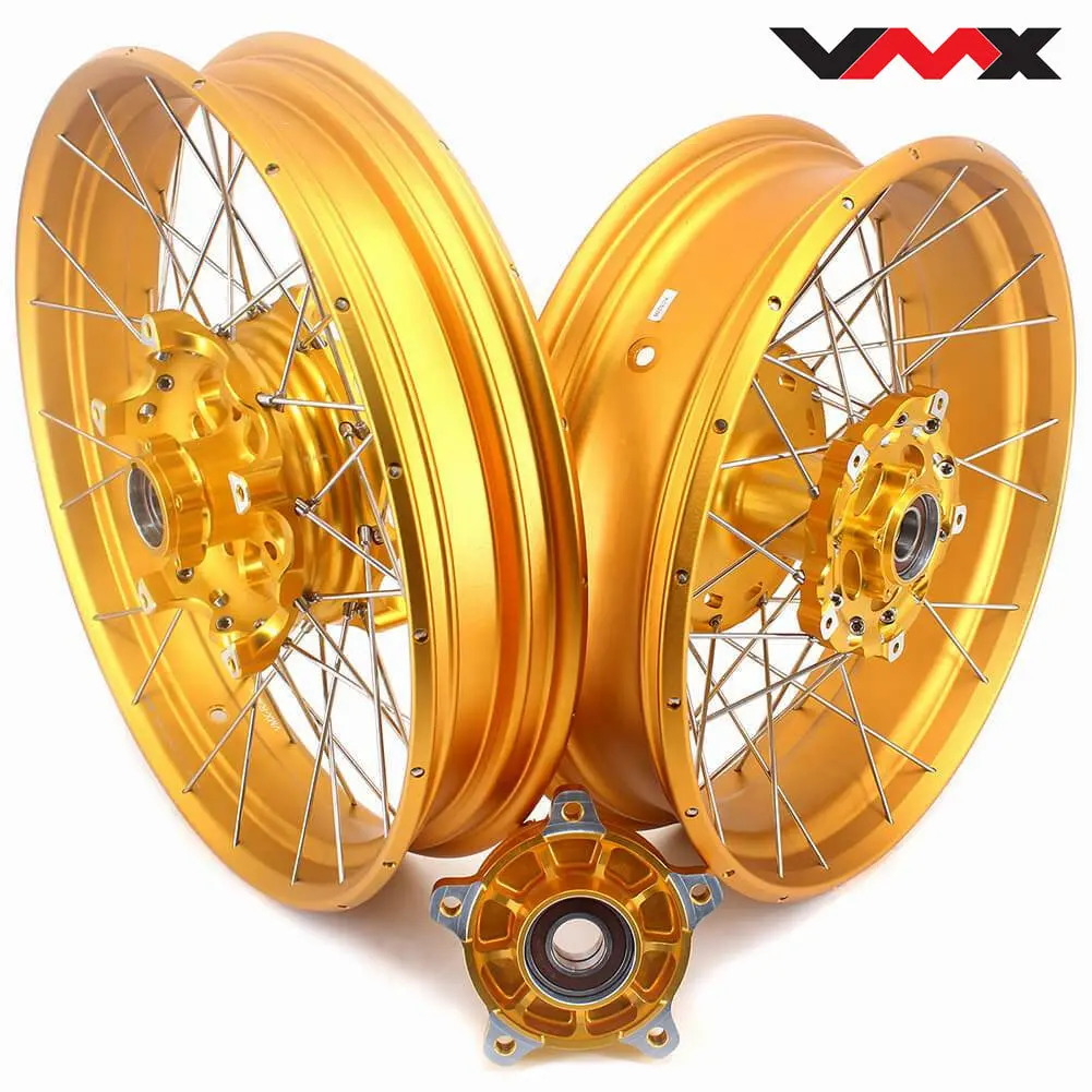 Vmx 19 17 Inch Cush Drive For Bmw F750gs 2019-2024 Tubeless Alloy Spoke Wheels Gold Hub 1