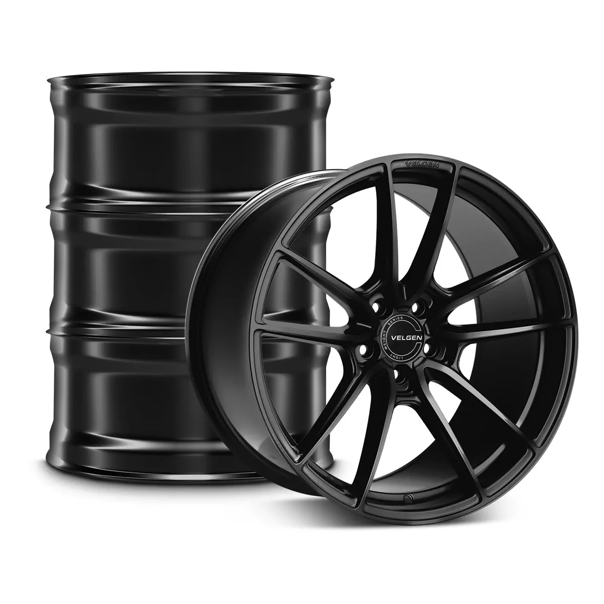 2018+ Hyundai G80 Velgen Vf5 Wheel Set (Set Of 4) - Satin Black - 19X9.5/19X10.5 1