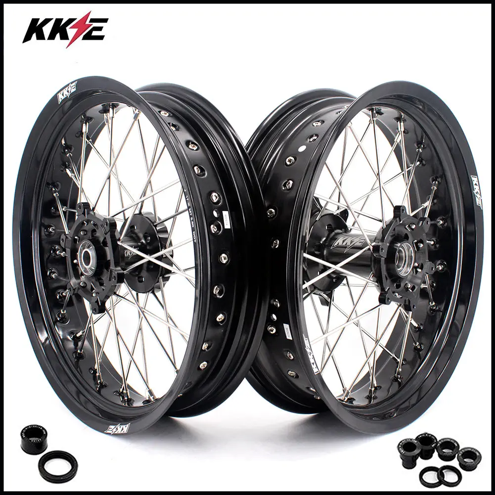 Kke 3.5 & 5.0 17 Inch Wheels For Yamaha Wr250f 2001 Wr450f 2003-2018 Black 1