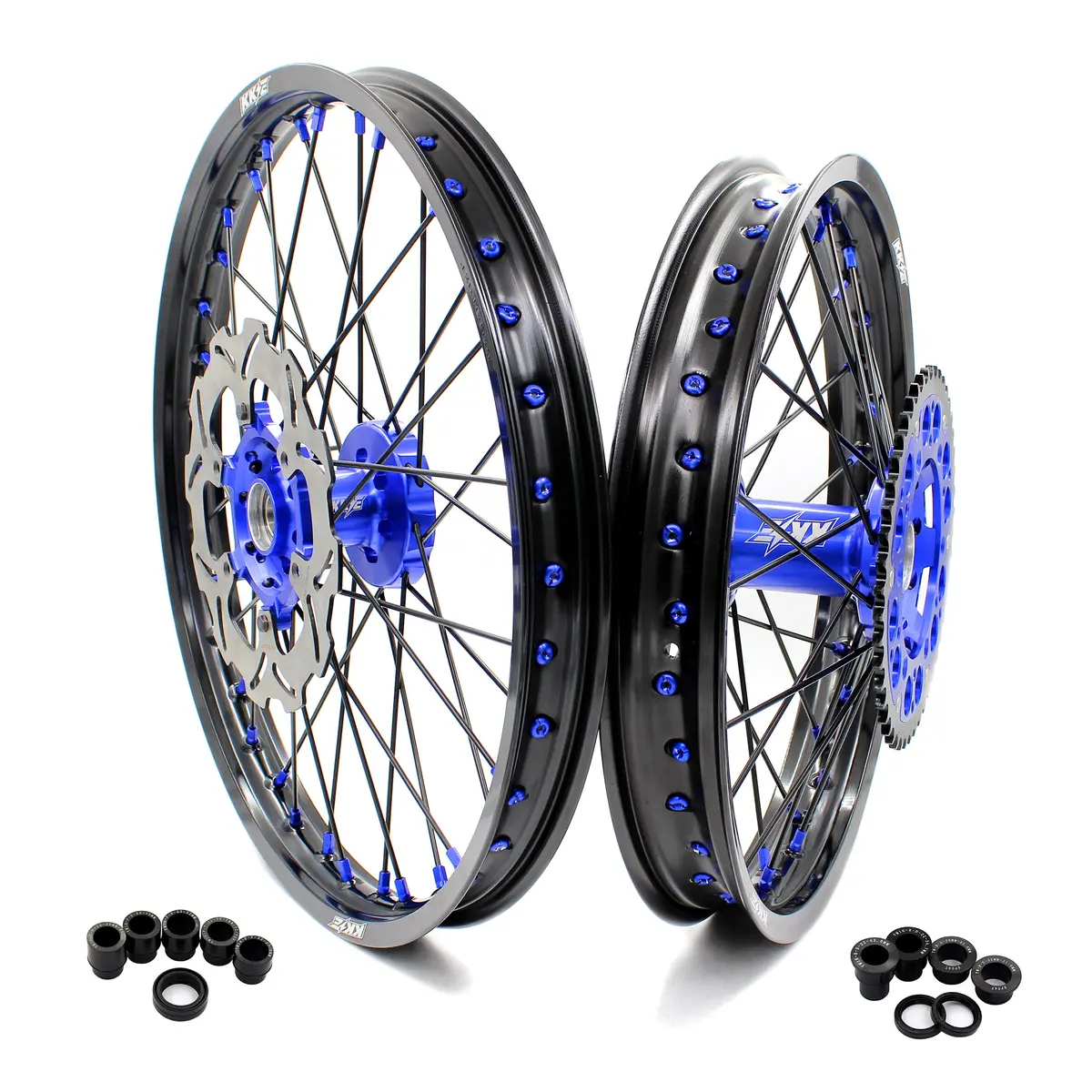 Kke 21"/19" Mx Dirtibke Wheels For Yamaha Yz125 Yz250 1999-2016 Yz250f Yz450f 2003-2015 Black Spokes With Disc 1