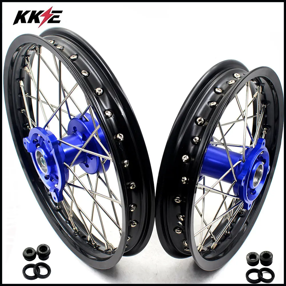 Kke 14 & 12 Kids Wheels Rims Set For Yamaha Yz65 2018-2023 Blue 1