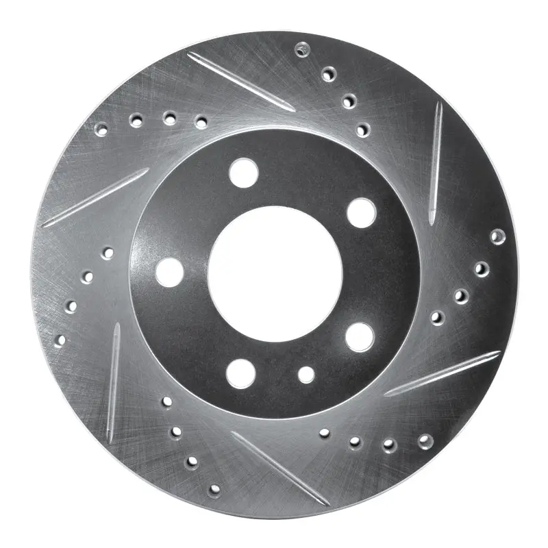 R1 82-90 Volvo 760 Series Front Right Drilled & Slotted Silver Brake Rotor 1