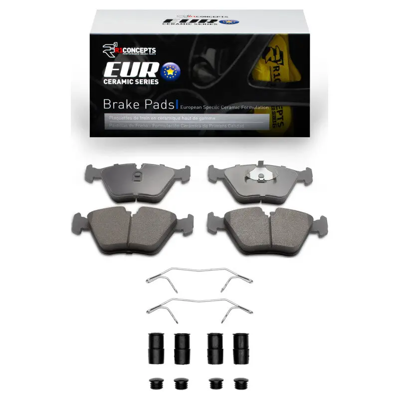 R1 89-91 Audi 100 Front Euro Ceramic Pads & Hardware Kit 1