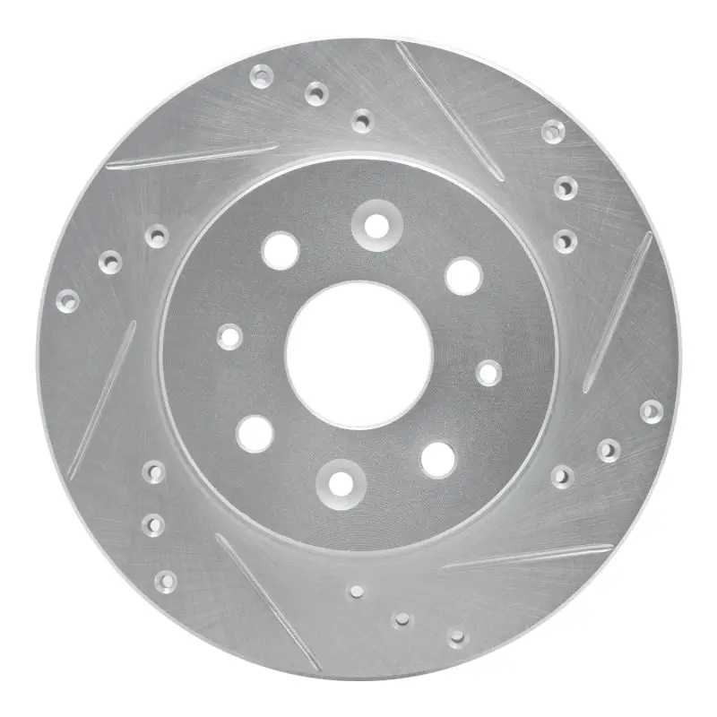 R1 03-05 Kia Rio Front Right Drilled & Slotted Silver Brake Rotor 1
