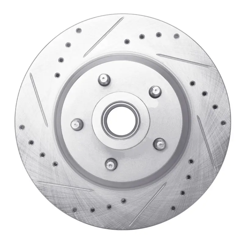 R1 1969-1973 Chrysler New Yorker Front Left Drilled & Slotted Silver Brake Rotor 1