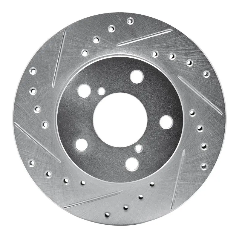 R1 93-96 Subaru Impreza Front Left Drilled & Slotted Silver Brake Rotor 1