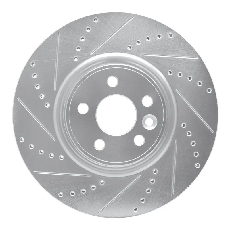 R1 07-16 Volvo S80 Front Left Drilled & Slotted Silver Brake Rotor 1