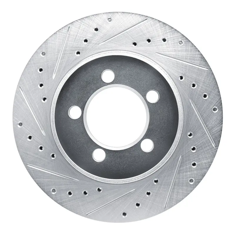 R1 1965-1972 Dodge Dart Front Left Drilled & Slotted Silver Brake Rotor 1