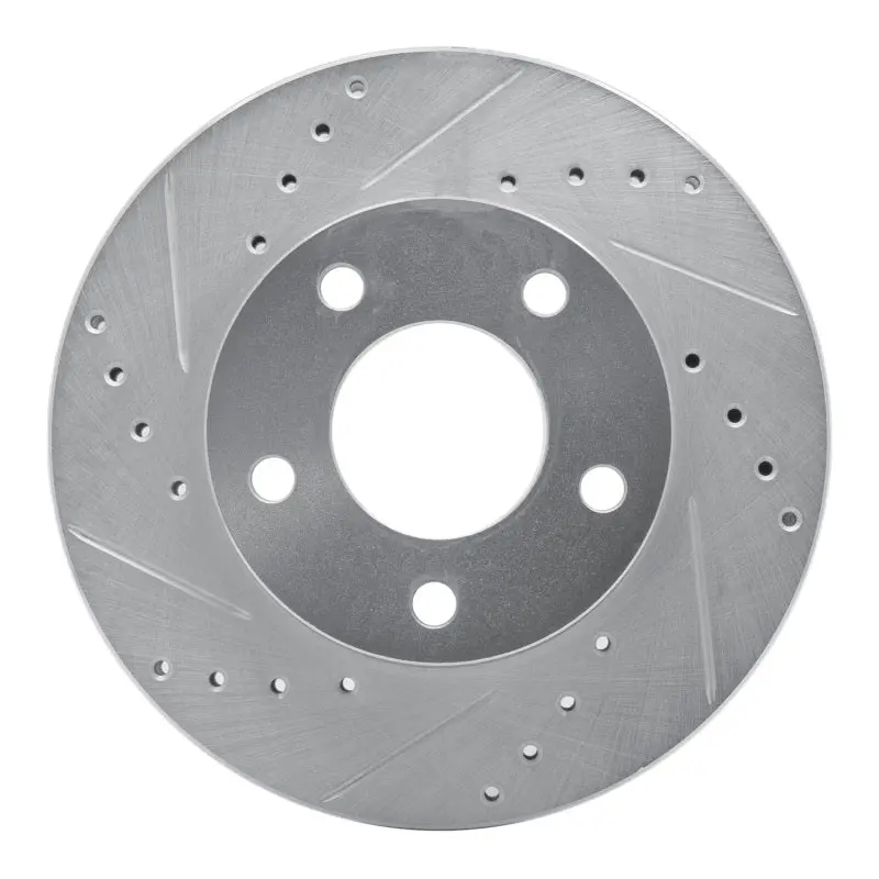 R1 75-80 Ford Granada Left Rear Drilled & Slotted Silver Brake Rotor 1
